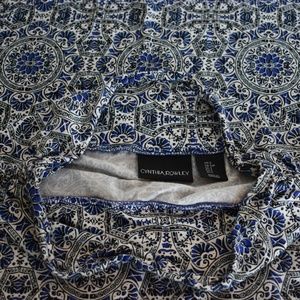 Cynthia Rowley Blue White Black Print Maxi Skirt S